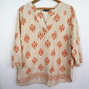 TAHARI LINEN BLEND POPOVER BLOUSE SIZE 1X